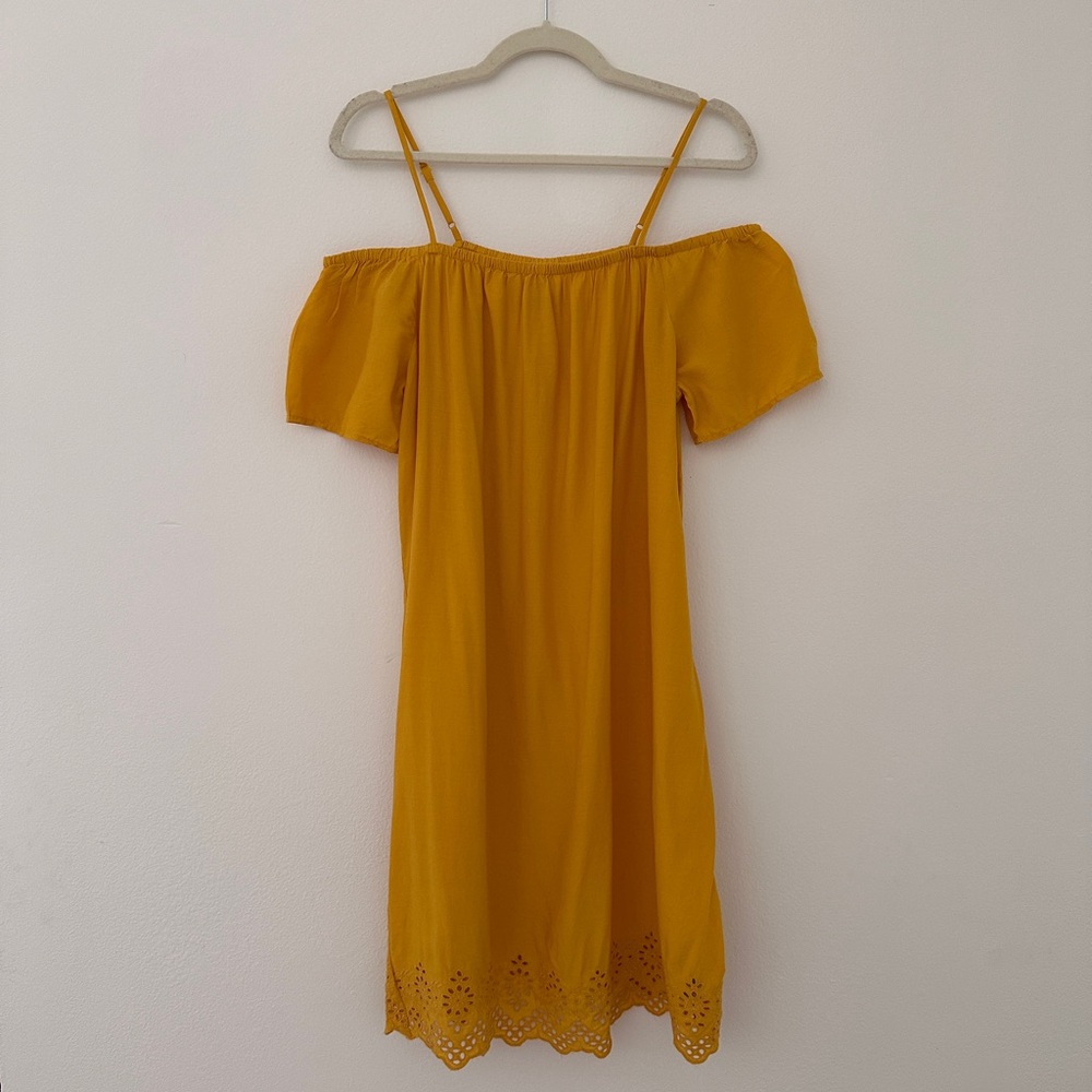 NEW! Cold Shoulder Mustard Yellow Boho Dress